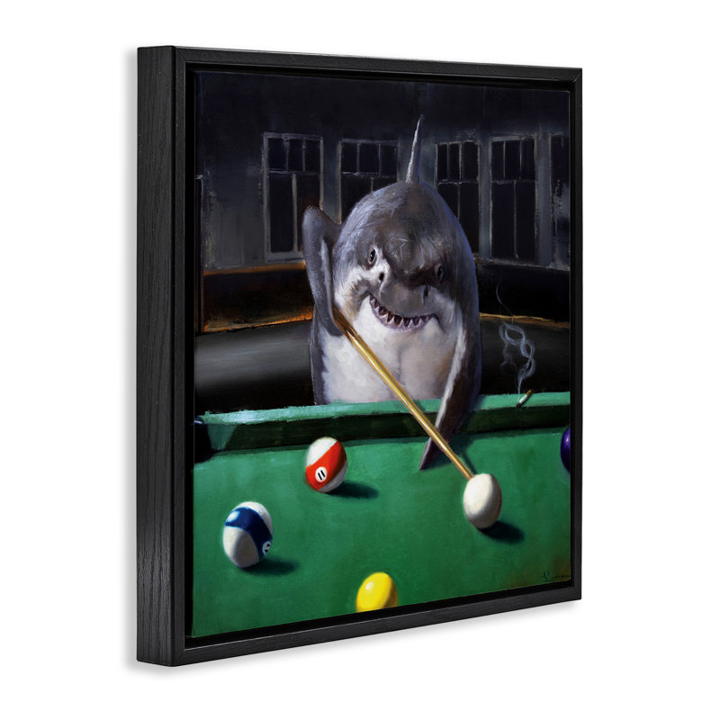 «Pool Shark» par Lucia Heffernan, Cadre flottant noir de jais, H 25 po x l 25 po
