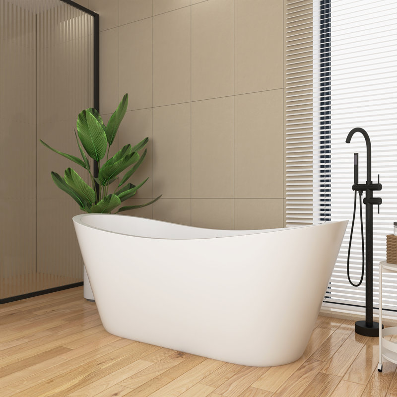 Baignoire de trempage autoportante en acrylique blanc lustré 67 po x 30 po