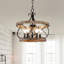 Lustre tambour en bois massif à 5 lumières Reback avec détails en métal-1422312813-1437944102-1467987811