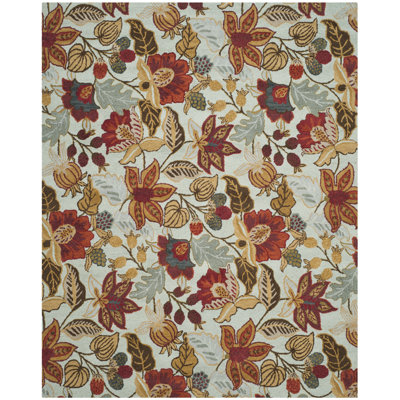 Emrick Hand Hooked Wool Floral Rug