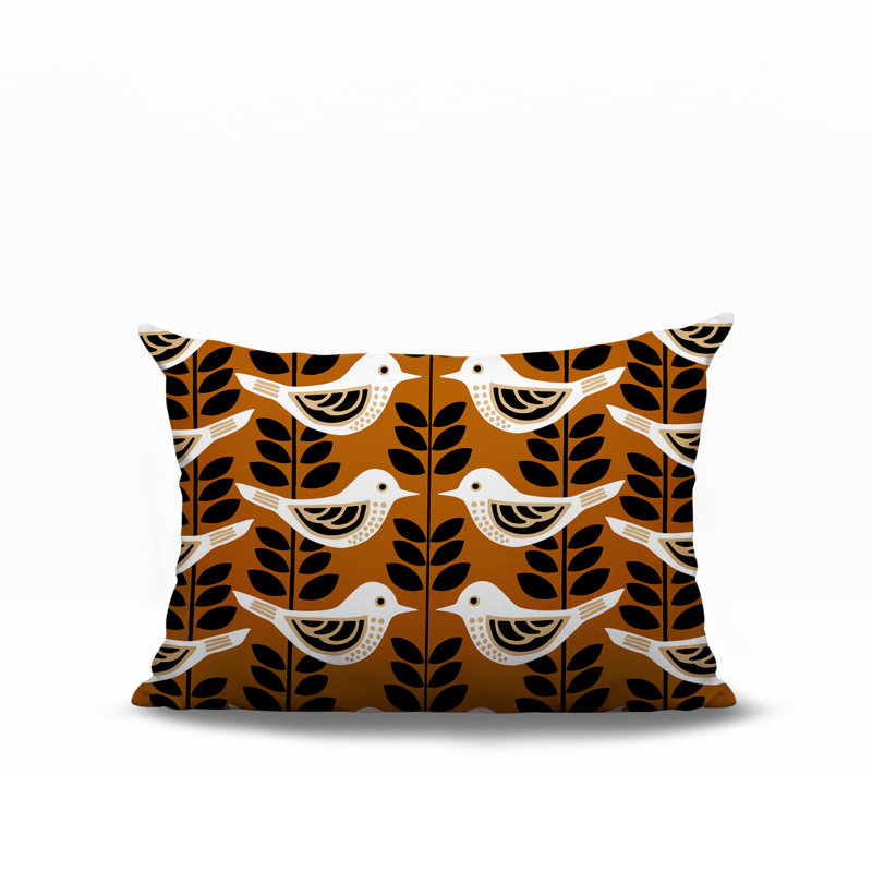 Oreiller rectangulaire réversible intérieur / extérieur Amiri Bird, Orange, Rectangle H 18 po x l 25 po