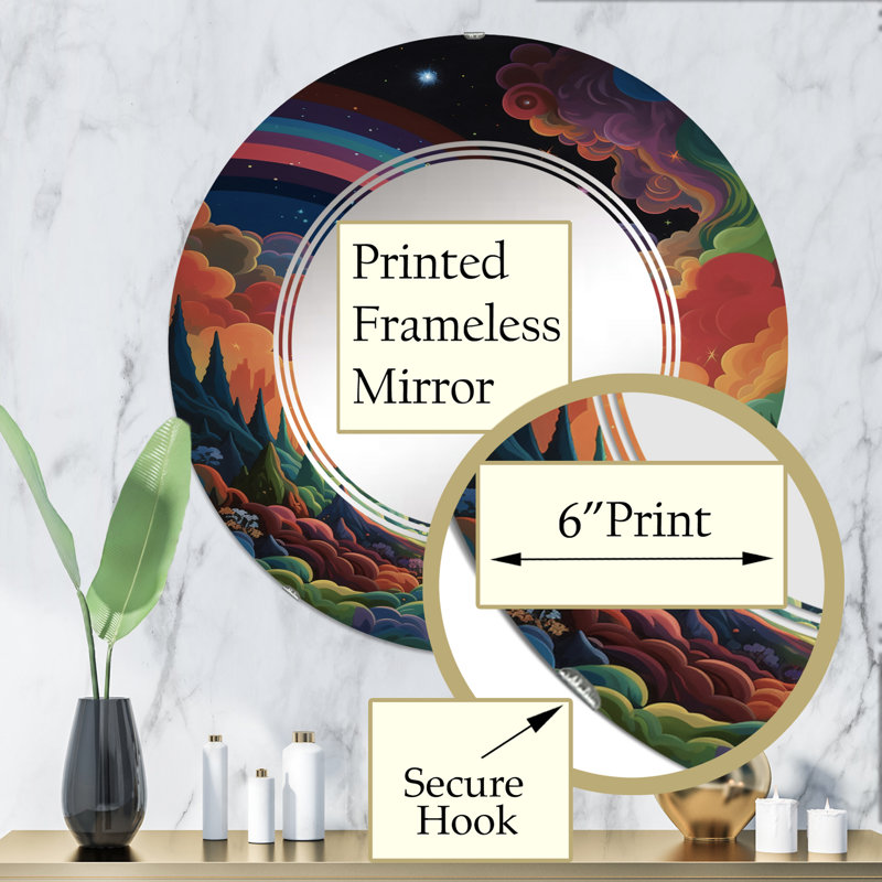 Tarmons - Miroir mural moderne rond, 32 po x 32 po