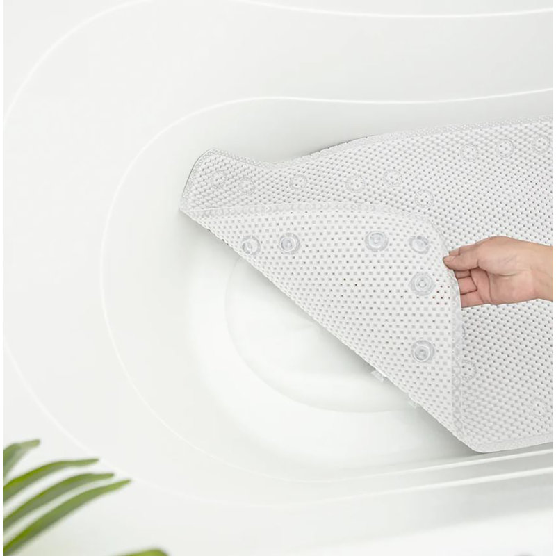 Non-slip Foam Bathtub Shower Mat With Suction Cups - 36" X 17", White