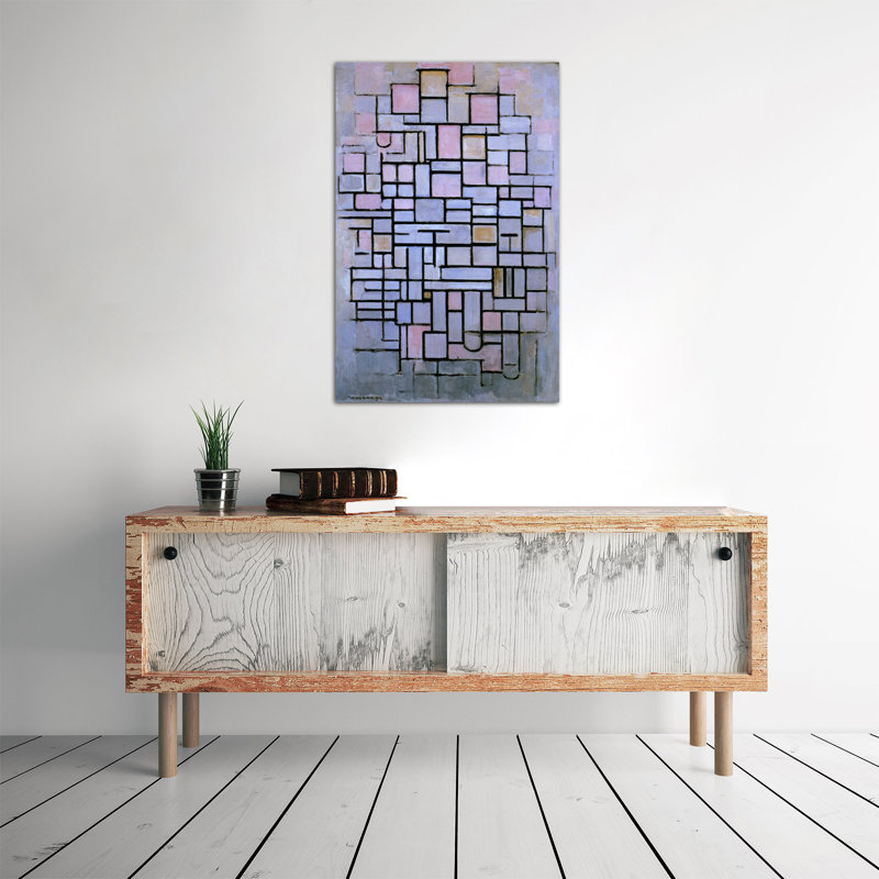 «Composition 6, 144» par Piet Mondrian, impression sur toile, H 12 po x l 8 po x P 0,75 po, Toile tendue, Pas de tapis