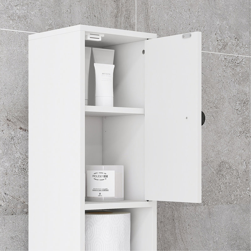 Armoire de rangement polyvalente pour salle de bain spacieuse et organisée.