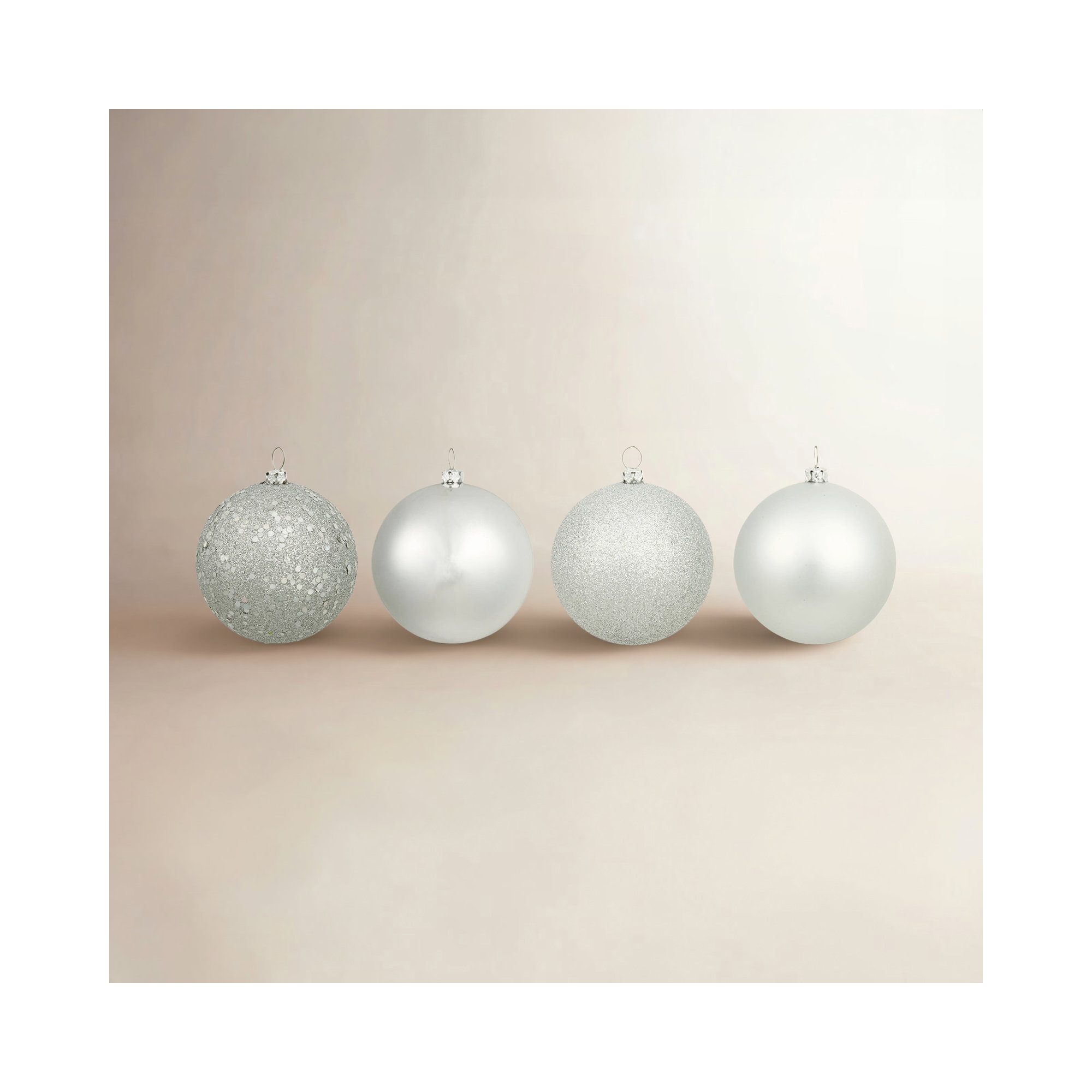 Holiday Décor Ball Ornament, Silver Splendor, 4" H x 4" W x 4" D