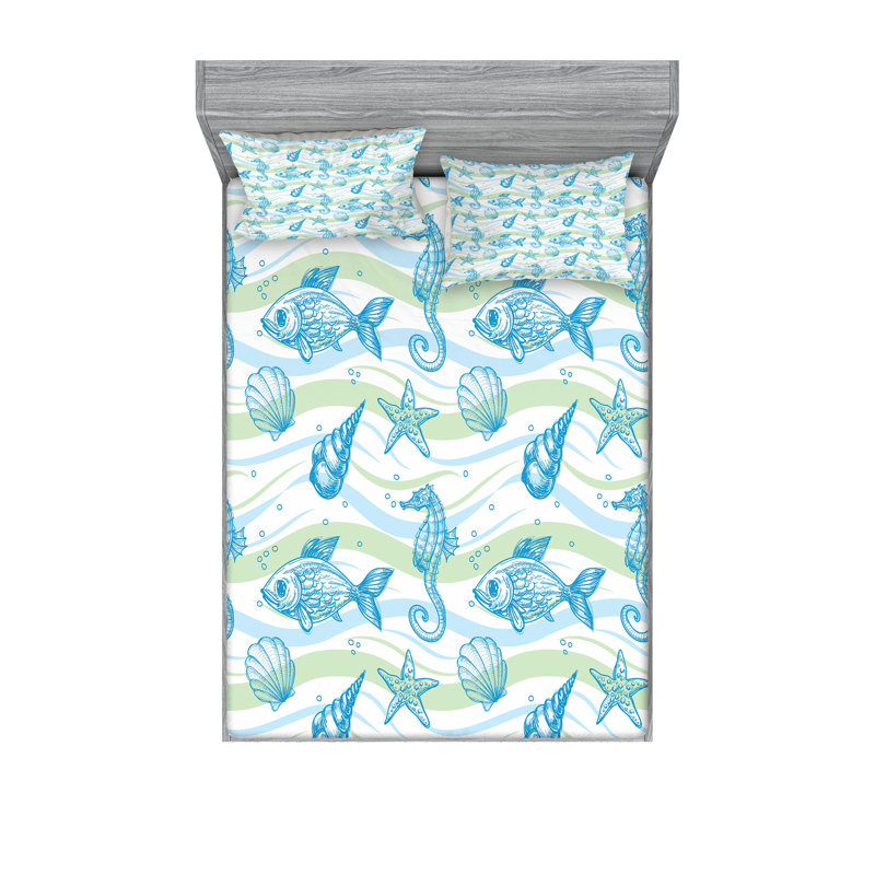 Drap-housse et coussin décoratif Ambesonne, bleu menthe, Ensemble de draps pour très grand lit californien