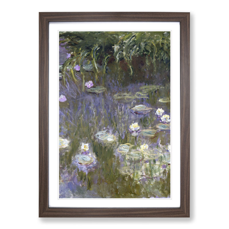 Water Lilies Lily Pond Vol.25 by Claude Monet - Picture Frame Painting, 65cm H x 48cm W x 2cm D, Walnut