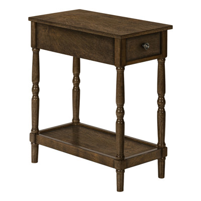 Accent Table, 2 Tier, End, Side Table, Nightstand, Bedroom, Narrow, Lamp, Storage Drawer, Brown Veneer