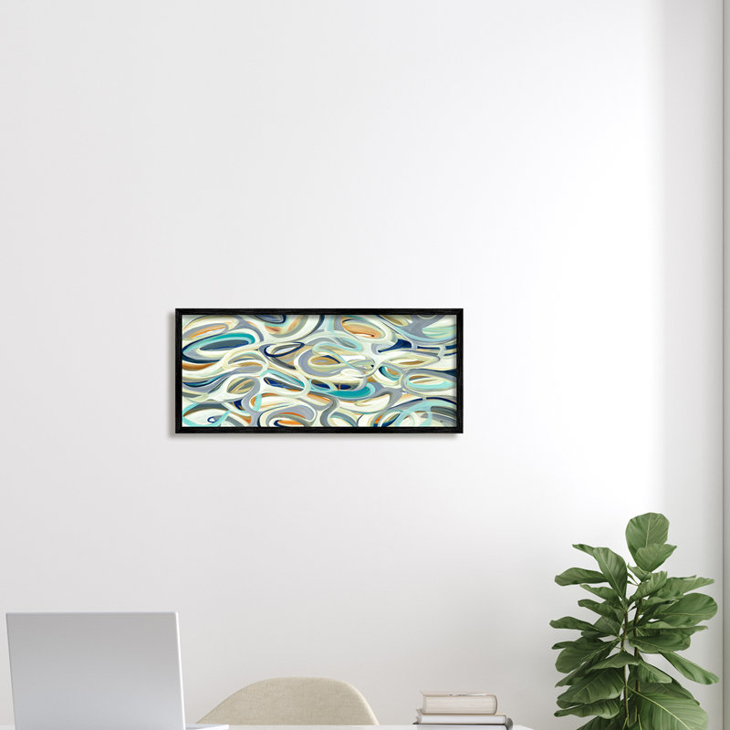 Mouvement de couches de courbes de tons nautiques - Peinture, H 10 po x l 24 po, Toile tendue