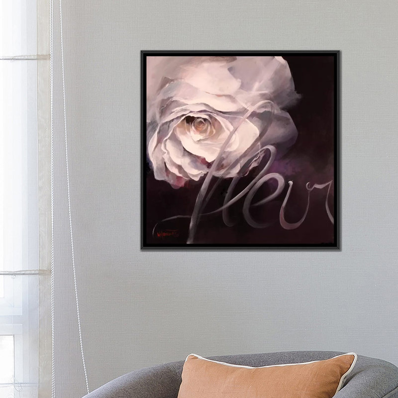 " Fleur I " by Willem Haenraets, 18" H x 18" W x 1.5" D, Black Framed Canvas, No Mat