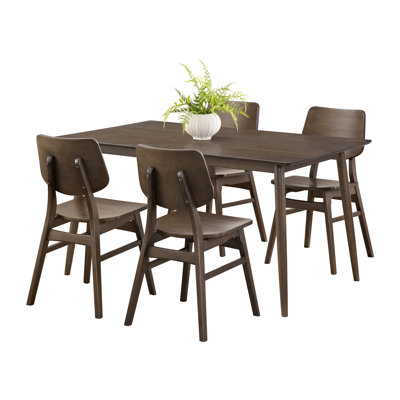  Furniture Calais 5 Piece Dining Table Set for 4 with Chairs - 59 Inch Solid Wood Kitchen Table and Chairs Set of 4 - Mid Century Modern Furniture for Dining Room or Kitchen (Walnut)