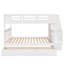 Lit superposé blanc au-dessus d'un escalier pour chambre à coucher, quatre compartiments de rangement, conception divisible, escalier sécuritaire, garde-corps, matelas non inclus