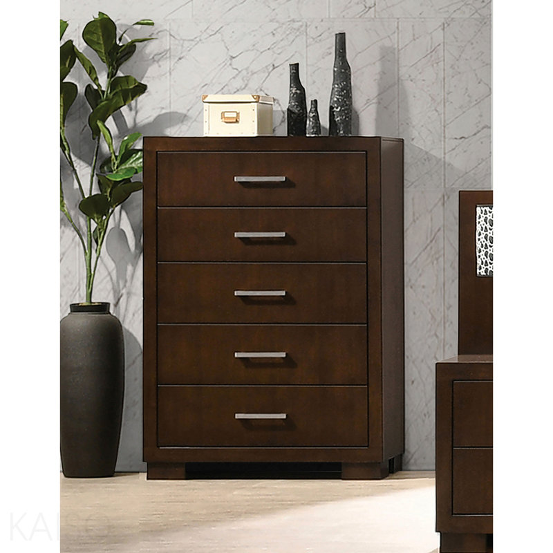 Commode de chambre à 5 tiroirs Cappuccino
