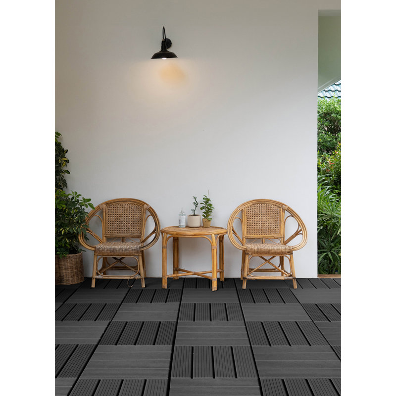 Carreau de terrasse à emboîtement en plastique L 36,75 po x l 36,75 po, Gris foncé