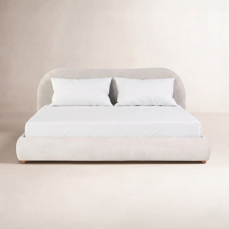 Lizzy Upholstered Bed, Queen, Natural/Beige