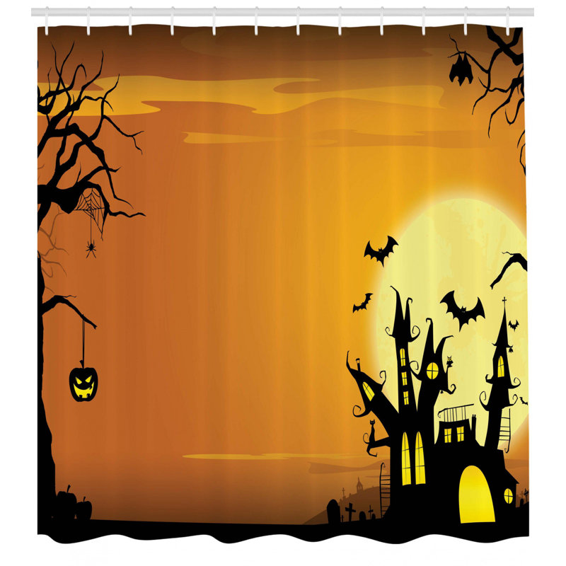 Rideau de douche et crochets d'Halloween, H 70 po x l 69 po