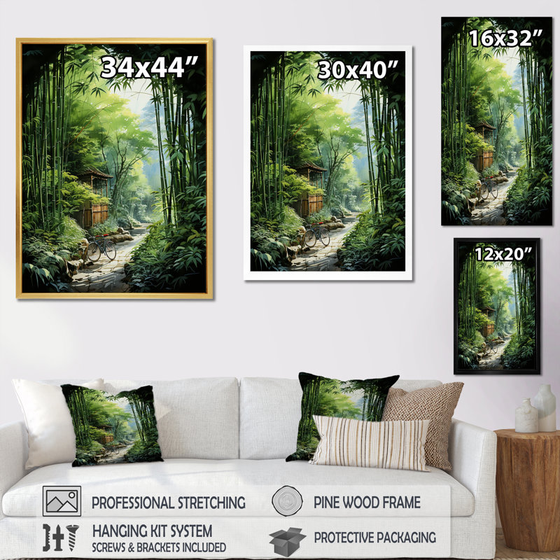 «Jade Journey Green Forest», impression sur toile_107010, Cadre photo argenté, H 32 po x l 24 po x P 1 po
