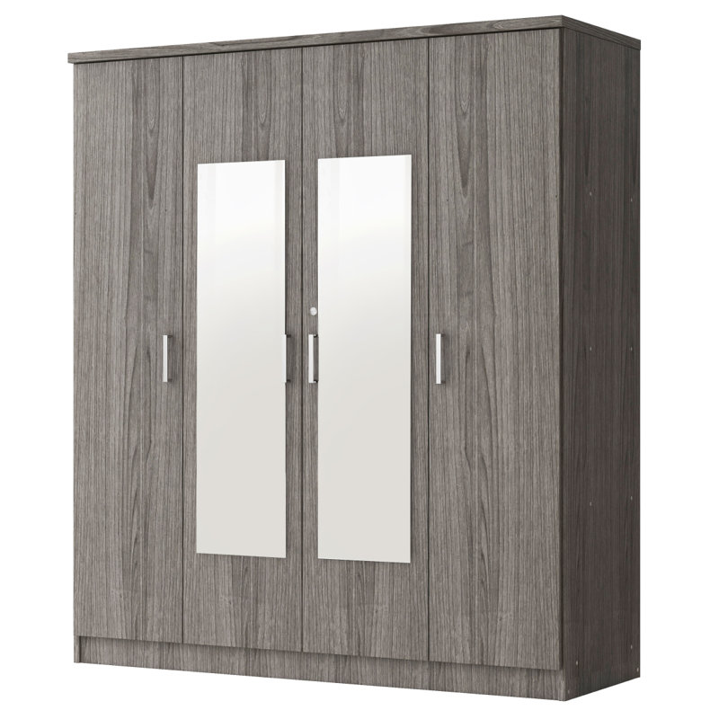 Commode grise, armoire avec tablettes