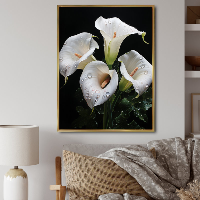 Hibiscus scintillant beauté III - impressions murales florales, H 32 po x l 16 po x P 1 po, Cadre flottant doré