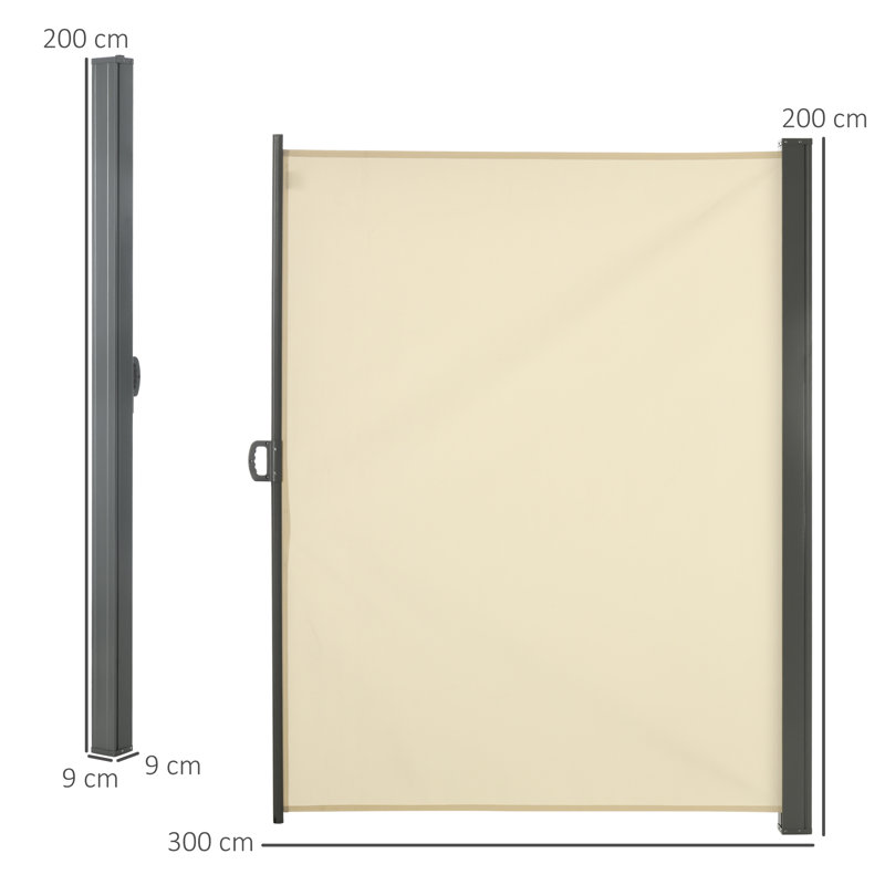 Dakota Fields 300cm W x 9cm D Polyester Cover Retractable, Cream