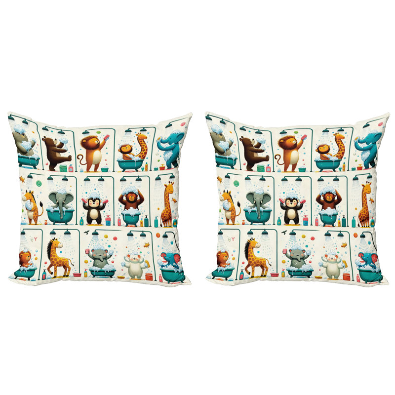 430024_Ambesonne Animal World - Housse de coussin 2 pièces, H 24 po x l 24 po