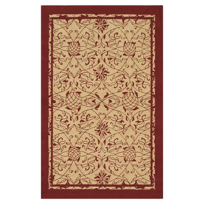 Tapis décoratif bleu/beige crocheté à la main floral