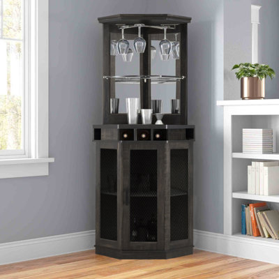 Bar d'angle avec rangement pour bouteilles de vin 73 po Haakenson