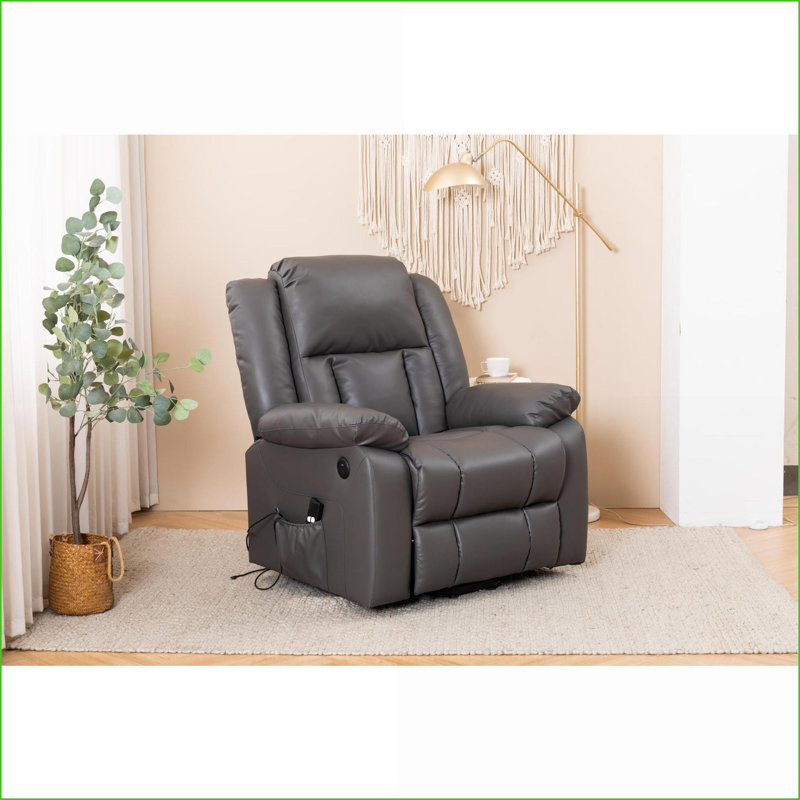 Fauteuils inclinables, massage électrique avec chauffage et amp; Port USB | Gris foncé | Cuir PU, Gris