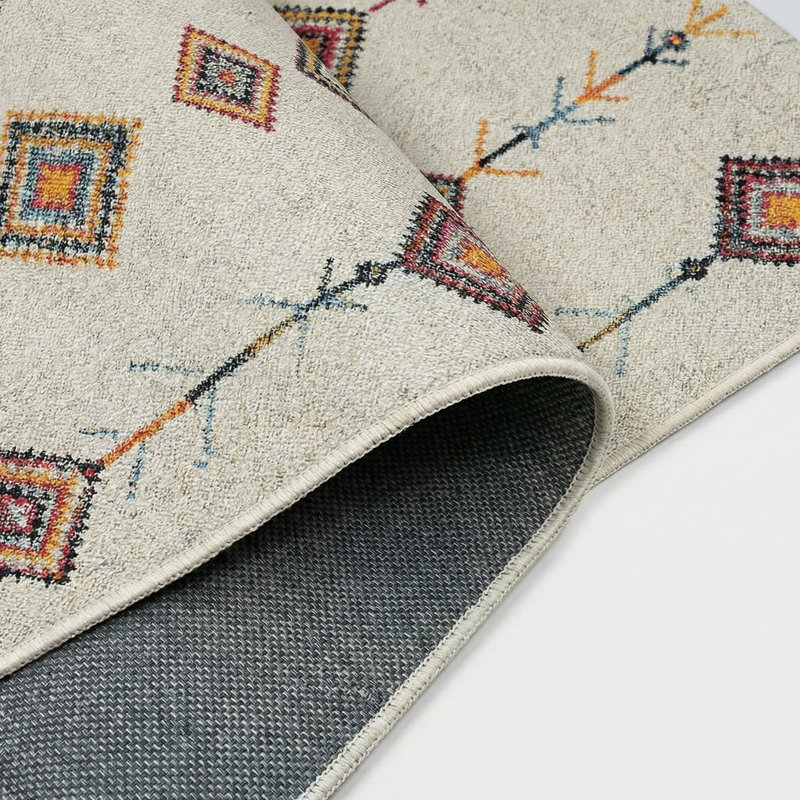 Tapis marocain à motif géométrique multicolore Thambiah, Tapis de couloir 3 pi 4 po x 9 pi 11 po
