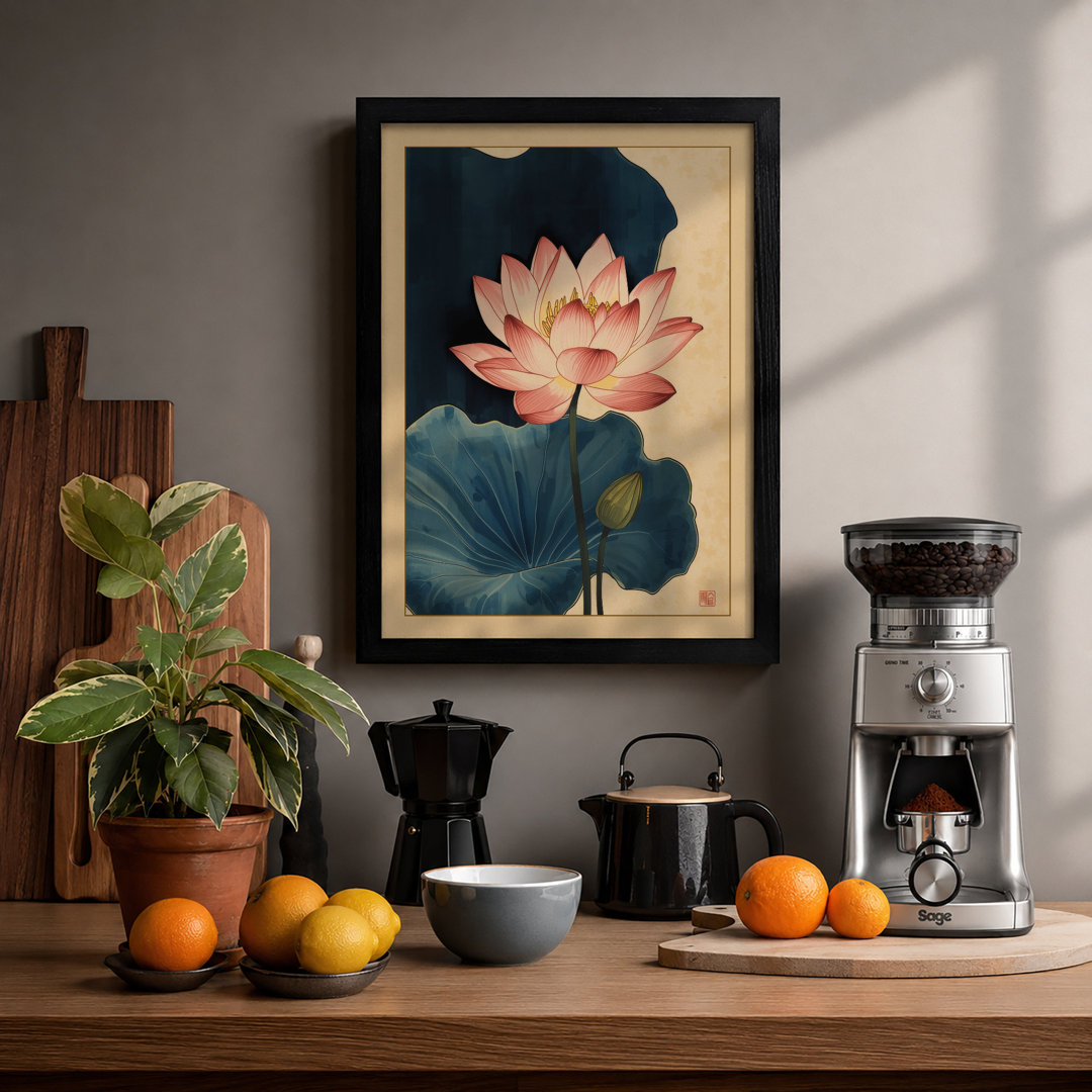 Lotus and Lily Pads Botanical - Framed Print