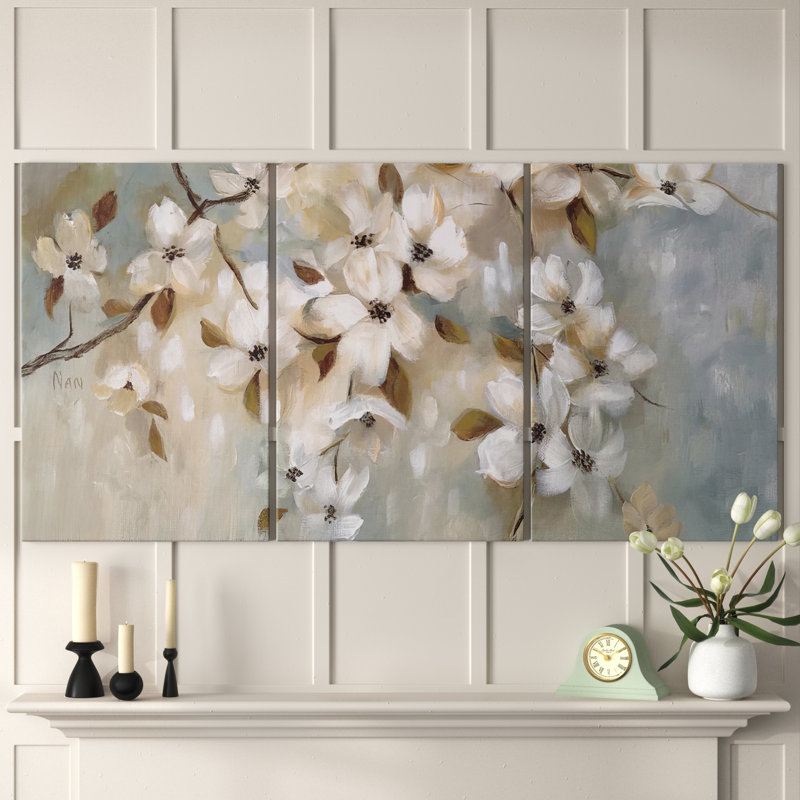 «Blossoms Of May» - Toile tendue avec châssis de qualité supérieure - Prêt à être accroché, H 36 po x l 72 po x P 1,5 po