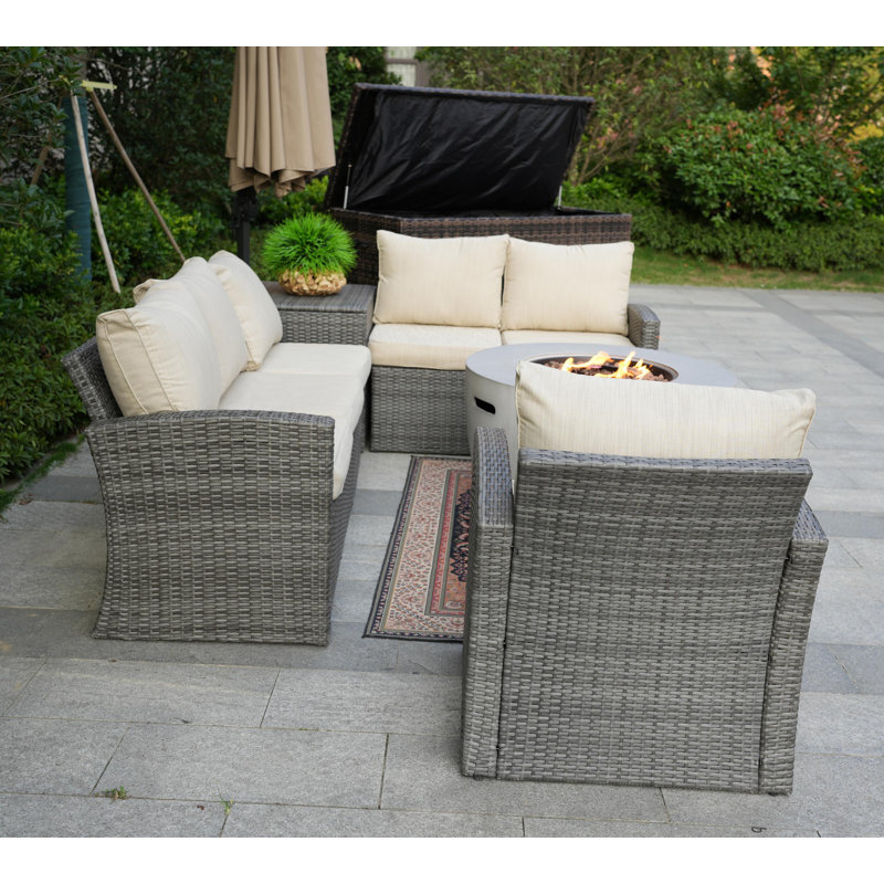 - Person Patio Conversation Set with Cushions, Gray