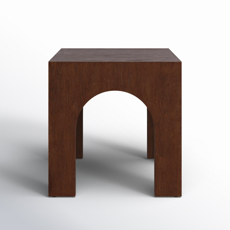 Metinaro Solid Wood End Table, Brown/Brown Oak