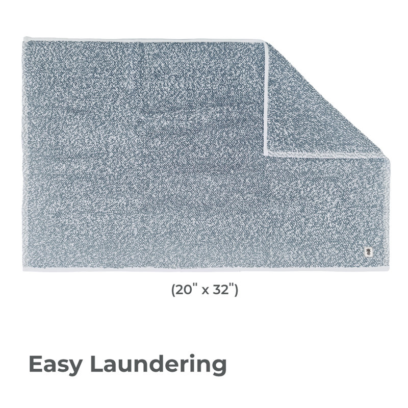 Tapis de bain deux tons Cariloha - Viscose moelleuse de bambou 20 po x 32 po - Vert oasis, Bleu lagon