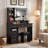41" Vanity Table Set with Left Drawer Desk, LED Mirror, Charging Station, Hair Dryer Stand, and Cushioned Stool
