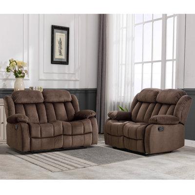 62'' Wide Skin-friendly Microfiber Reclining Sofas, Loveseat Set of 2