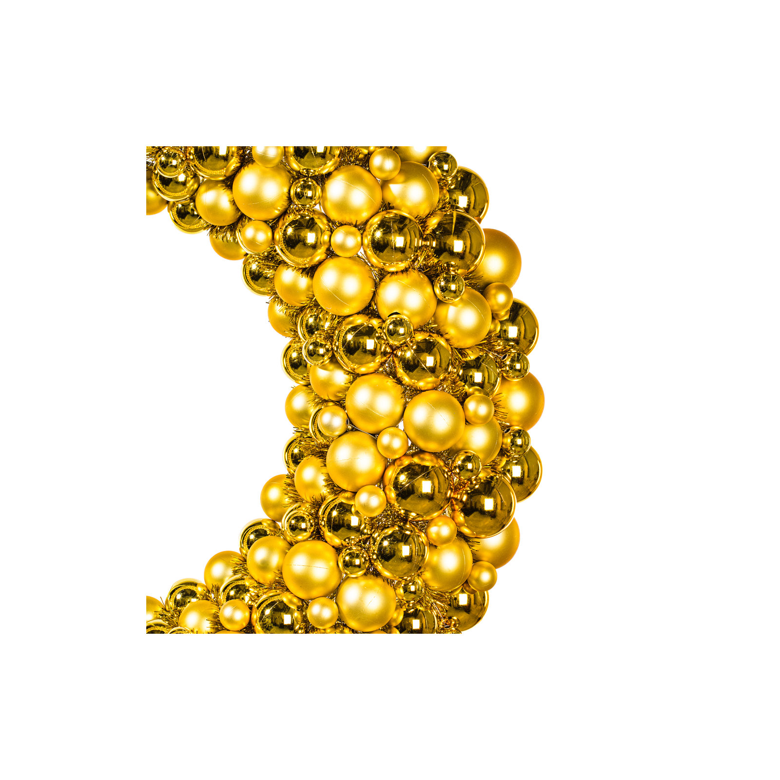 Shiny and Matte Ball Wreath, Gold, 36" W x 36" H x 3" D