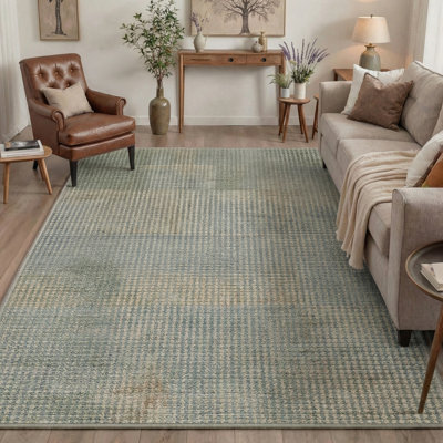 Tapis d'intérieur / beige / bleu / vert Coady Euclid
