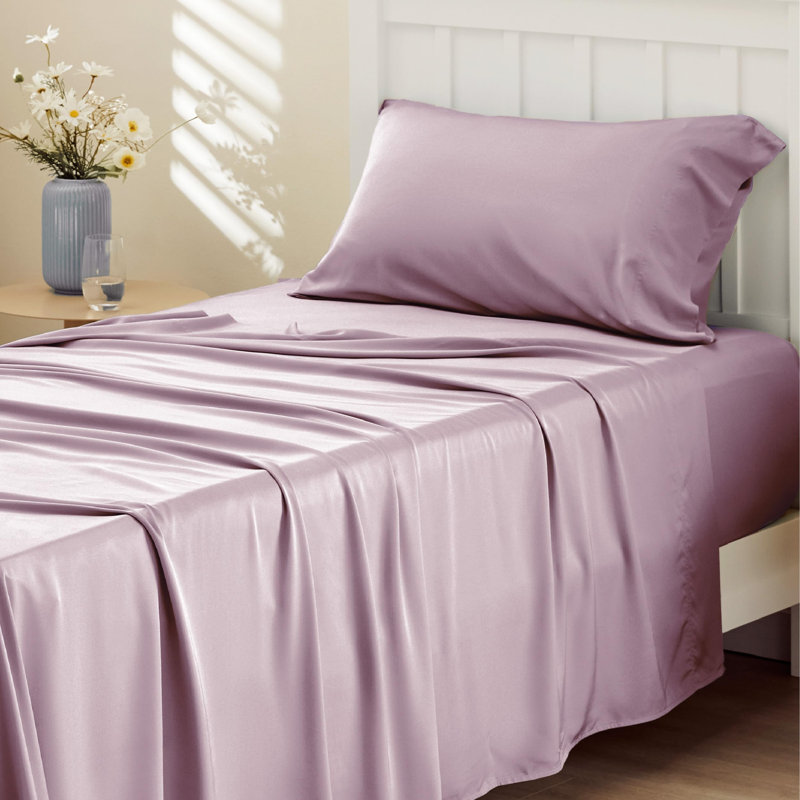 Essential Collection Cooling Rayon Derived from Bamboo Sheet Set, Lavender, Twin Sheet Set with 1 Pillowcase