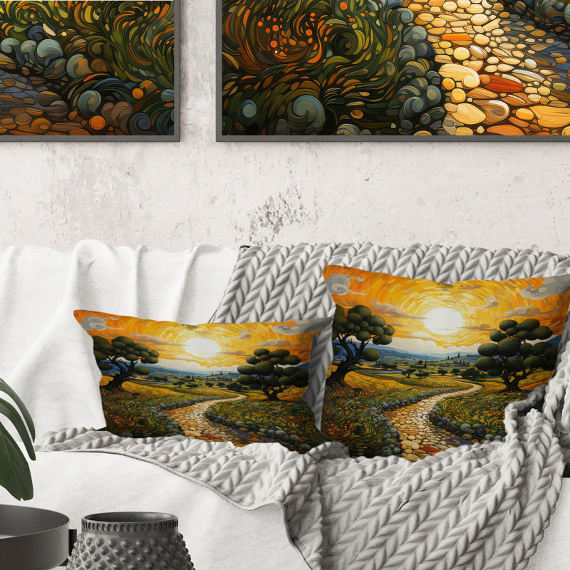 Vangogh Olive Grove In Province - Coussin Vangogh, H 16 po x l 16 po, Carré