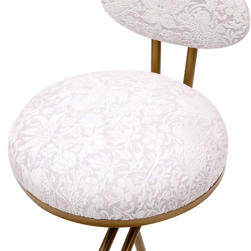 Modern Upholstered S-Shaped Round Seat Barstools(Set Of 2), Gold