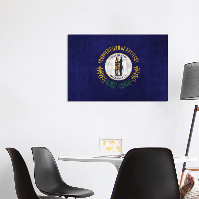 Kentucky Cracked Paint State Flag - Wrapped Canvas Painting, 101.6 cm H x 66.04 cm W x 1.91 cm D