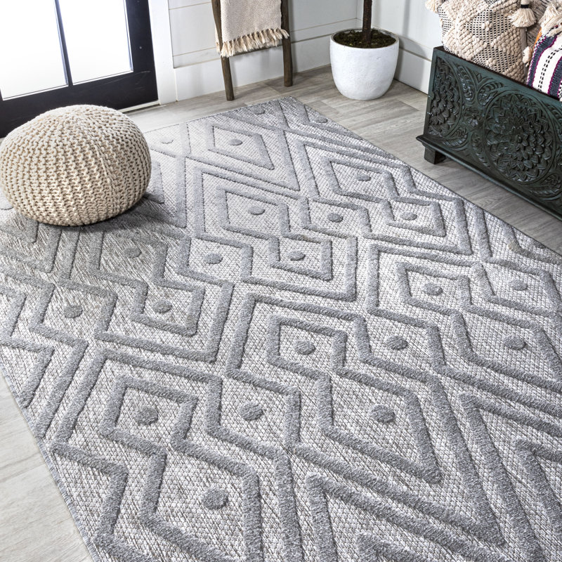Tapis intérieur / extérieur gris clair Fierros, Rectangle 5 pi 3 po x 7 pi 7 po