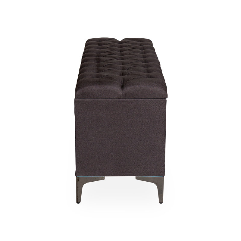Banc de rangement à couvercle rabattable rembourré, Brun