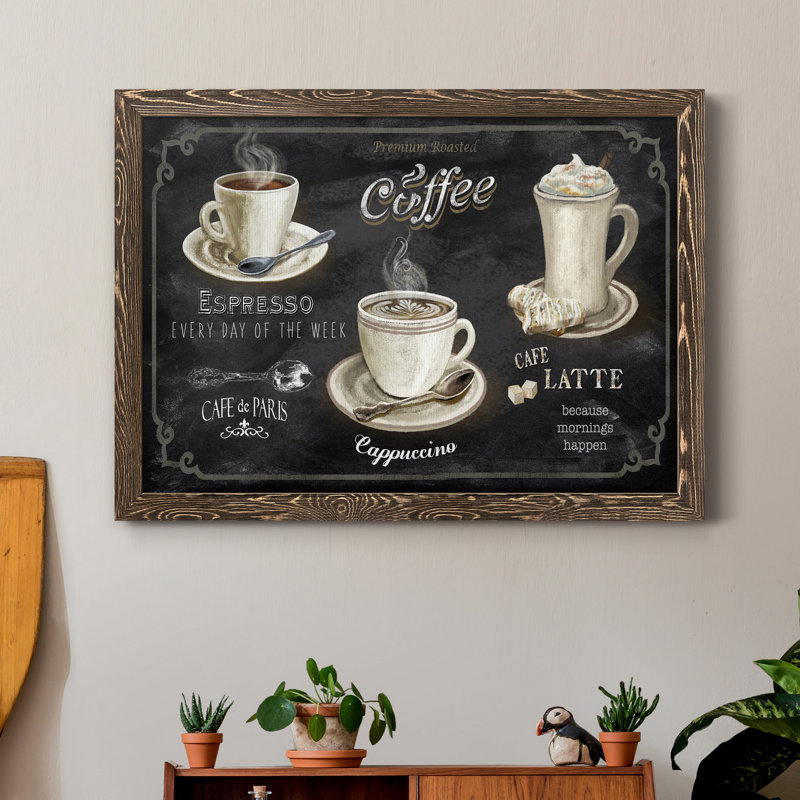 «Coffee Trio», reproduction d'impression sur toile, H 37,5 po x l 27,5 po x P 1,5 po, Noyer