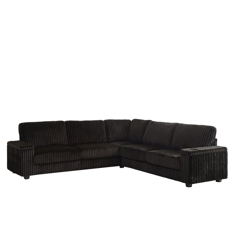 Cylan 110'' Upholstered L Shaped Sofa, Black