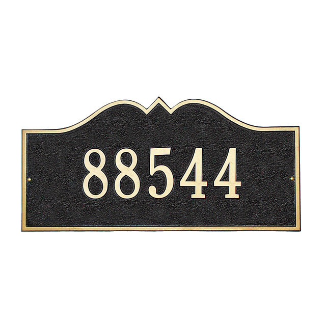 Hillsboro 1-Line Wall Address Plaque, Black and Gold, Yes