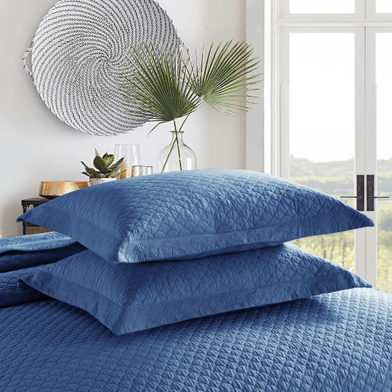 Ensemble de courtepointe en coton TMquilt, Bleu, Courtepointe très grand et 2 très grandes taies 