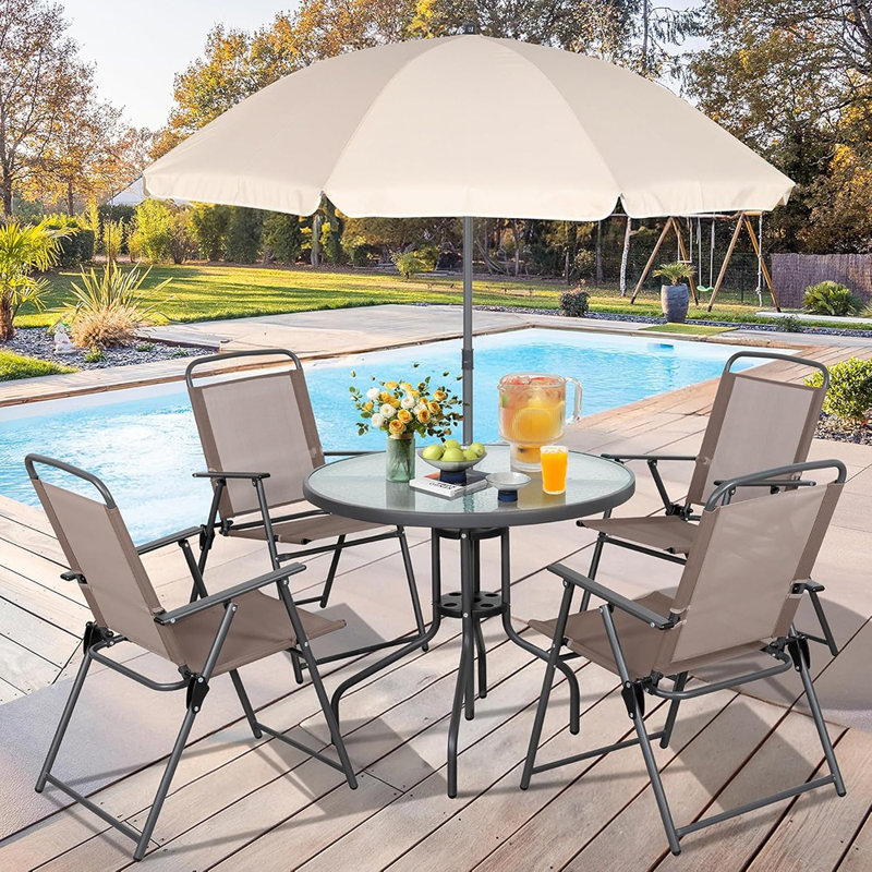 6 Pieces Folding Patio Dining Set